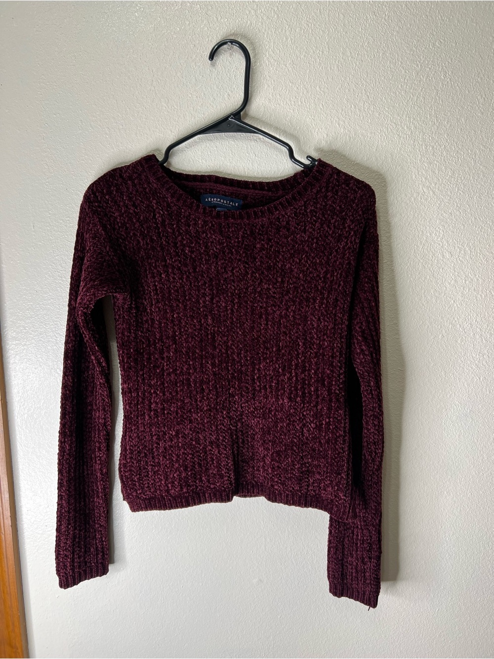 Aeropostale Chenille Crewneck Sweater - Burgundy Wine